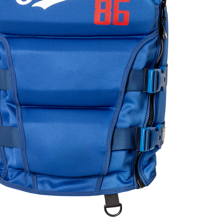 Front view of the Jetpilot Bonifay Baller CGA Vest showing hiding straps and double buckles