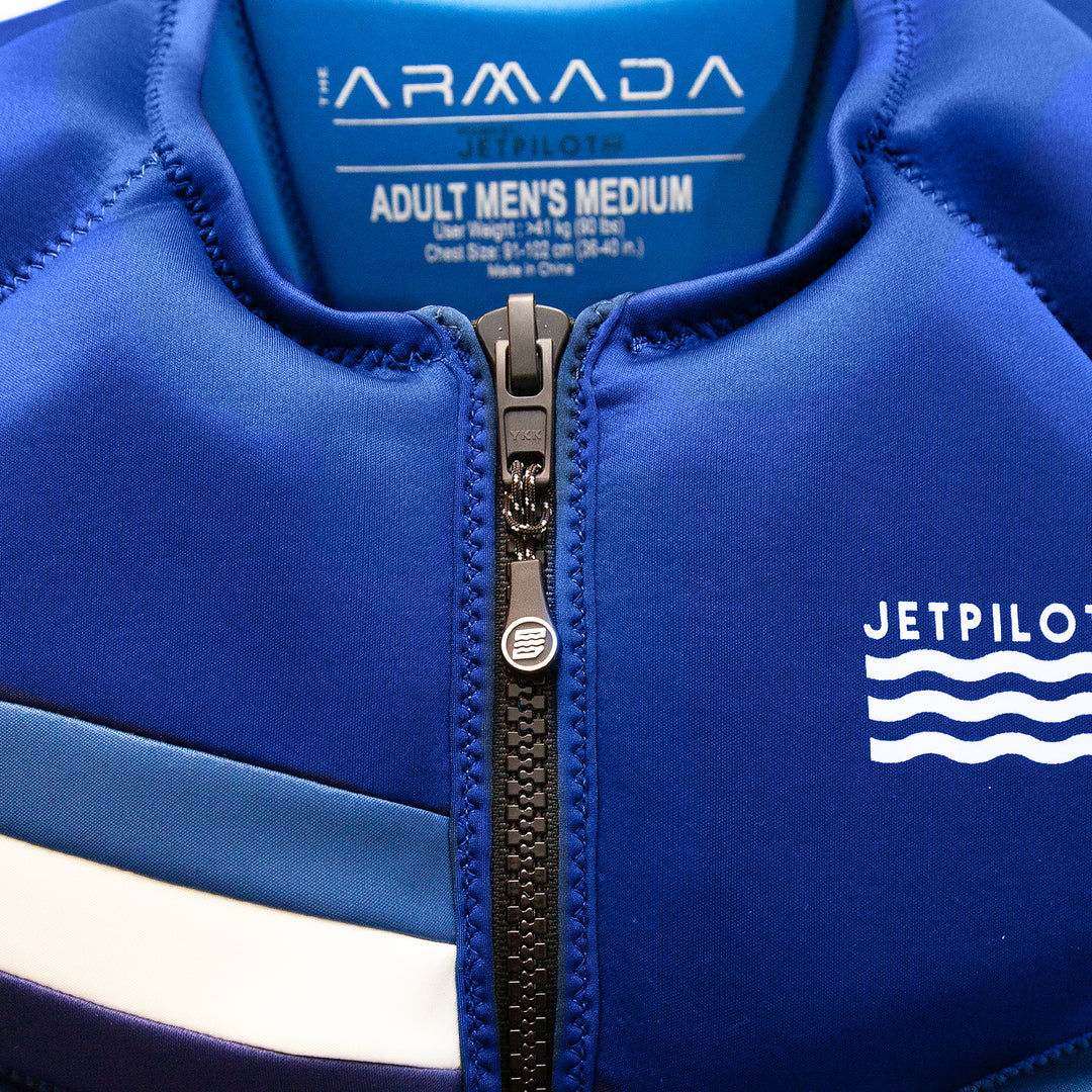 Front view of the Men's Jetpilot Armada CGA Vest  showing the zipper