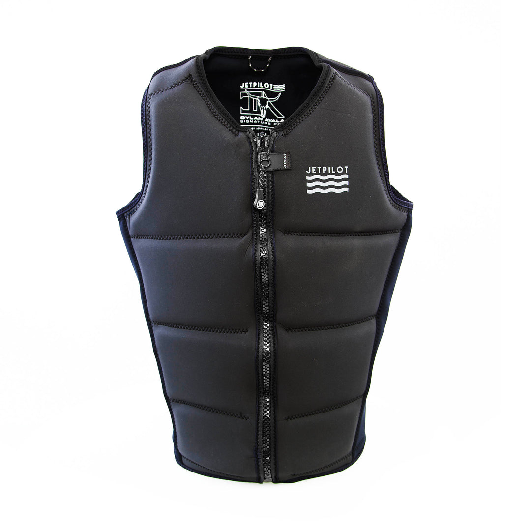 Front view of the Ayala Surf comp Vest Front Showing the zipper close