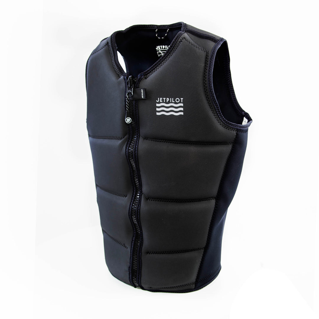 Angle view of The Ayala Surf comp Vest Front whit the zipper Close