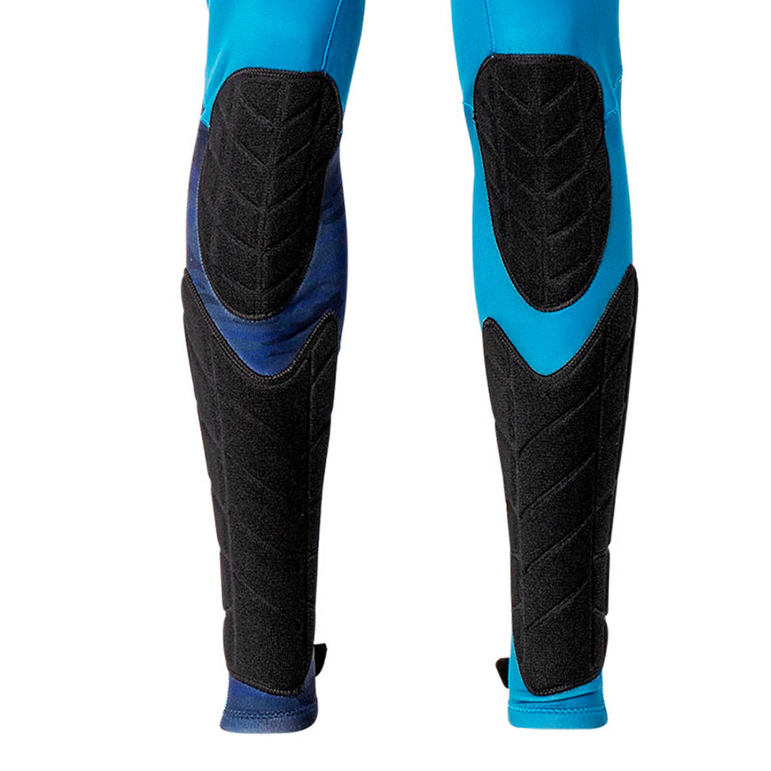 Knee pad view of the Jetpilot F-86 Sabre John wetsuit Blue Camo colorway.