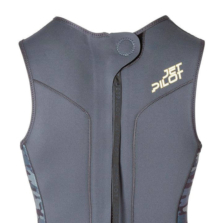 Top Back view of the Jetpilot F-86 Sabre John wetsuit Gray Camo colorway.