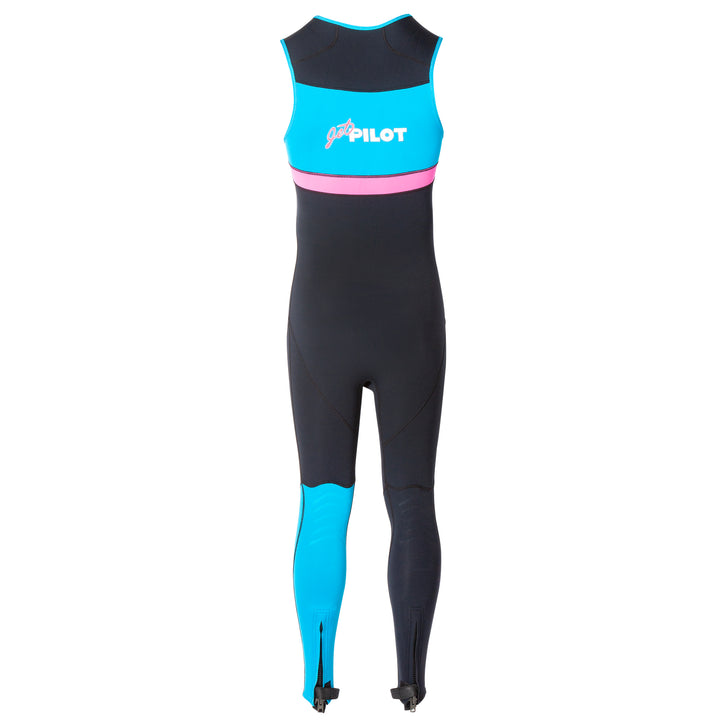 Rear view of the Jetpilot Vintage John Wetsuit Black Pink White colorway.