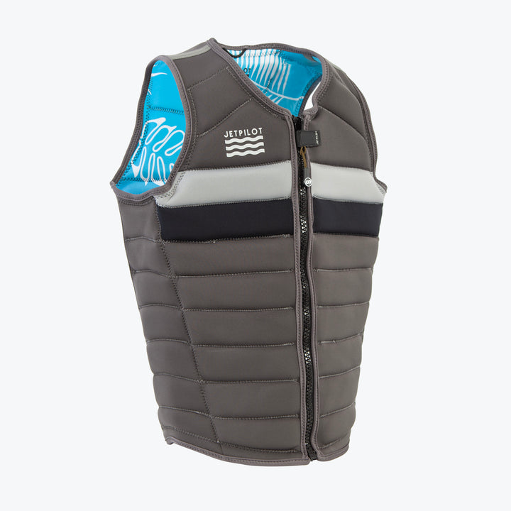 Angle view of the Jetpilot Draftline Comp Vest color charcoal