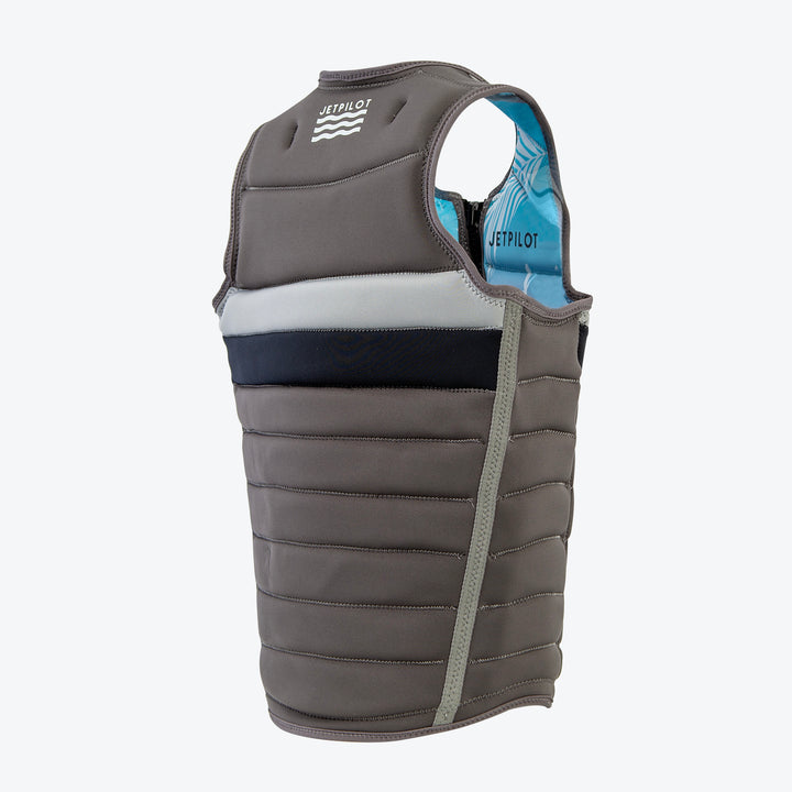 Angle rear view of the Jetpilot Draftline Comp Vest color charcoal