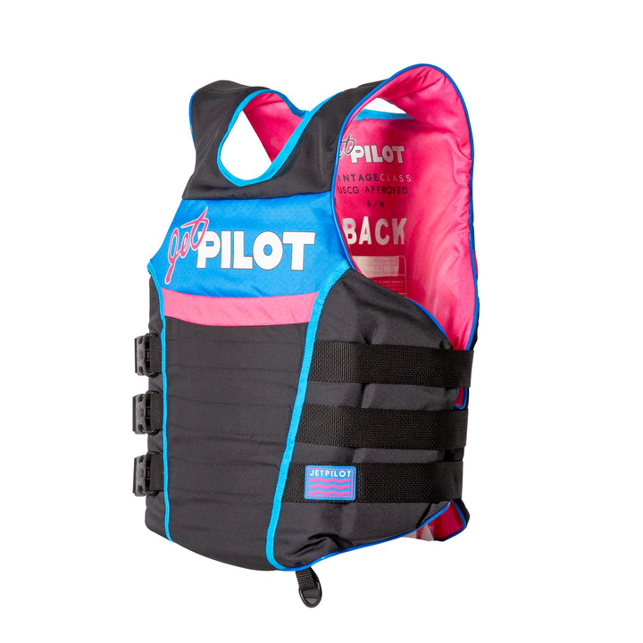 Left Angle view of Black Pink Vintage life vest
