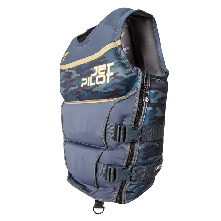 Angle left view of the F-86 Sabre Neoprene CGA Vest showing the side entry Zipper