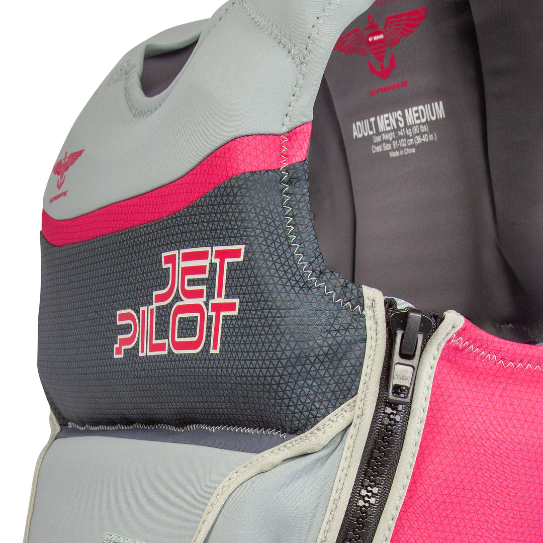 Front top close up view of the F 86 Sabre Neoprene CGA Vest color silver pink