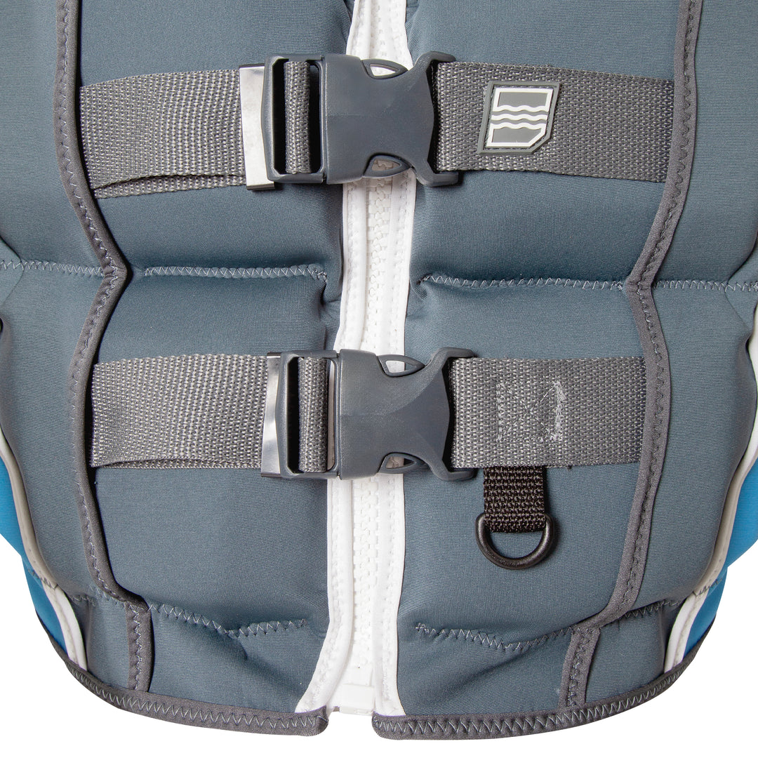 Front bottom view of the Shaun Murray CGA Vest  showing the double buckle and straps