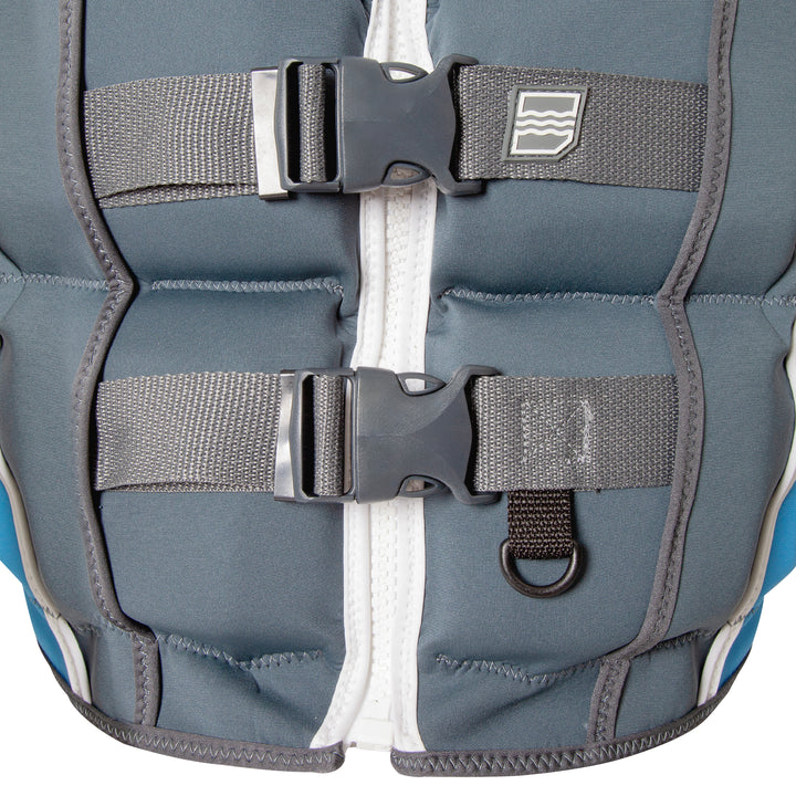 Front bottom view of the Shaun Murray CGA Vest  showing the double buckle and straps