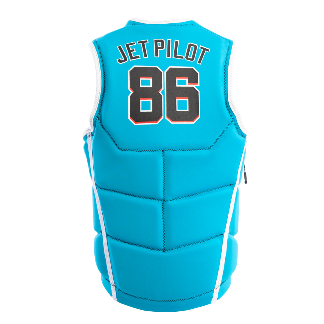 Rear view of the Jetpilot Baller Comp vest. #color_turquoise