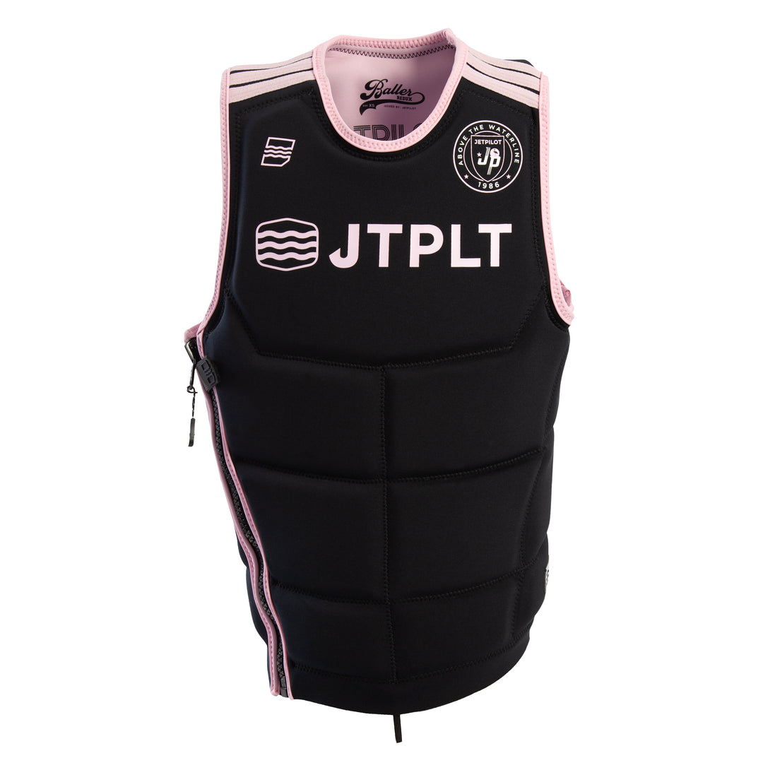 Front view of the Jetpilot Baller Comp vest. #color_black