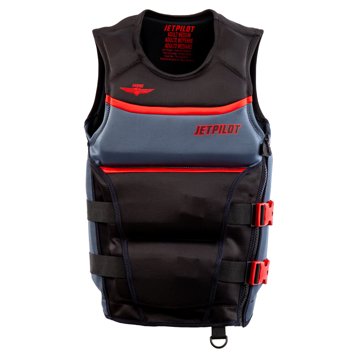 Front view of the Jetpilot F-86 Neoprene CGA vest. #color_black