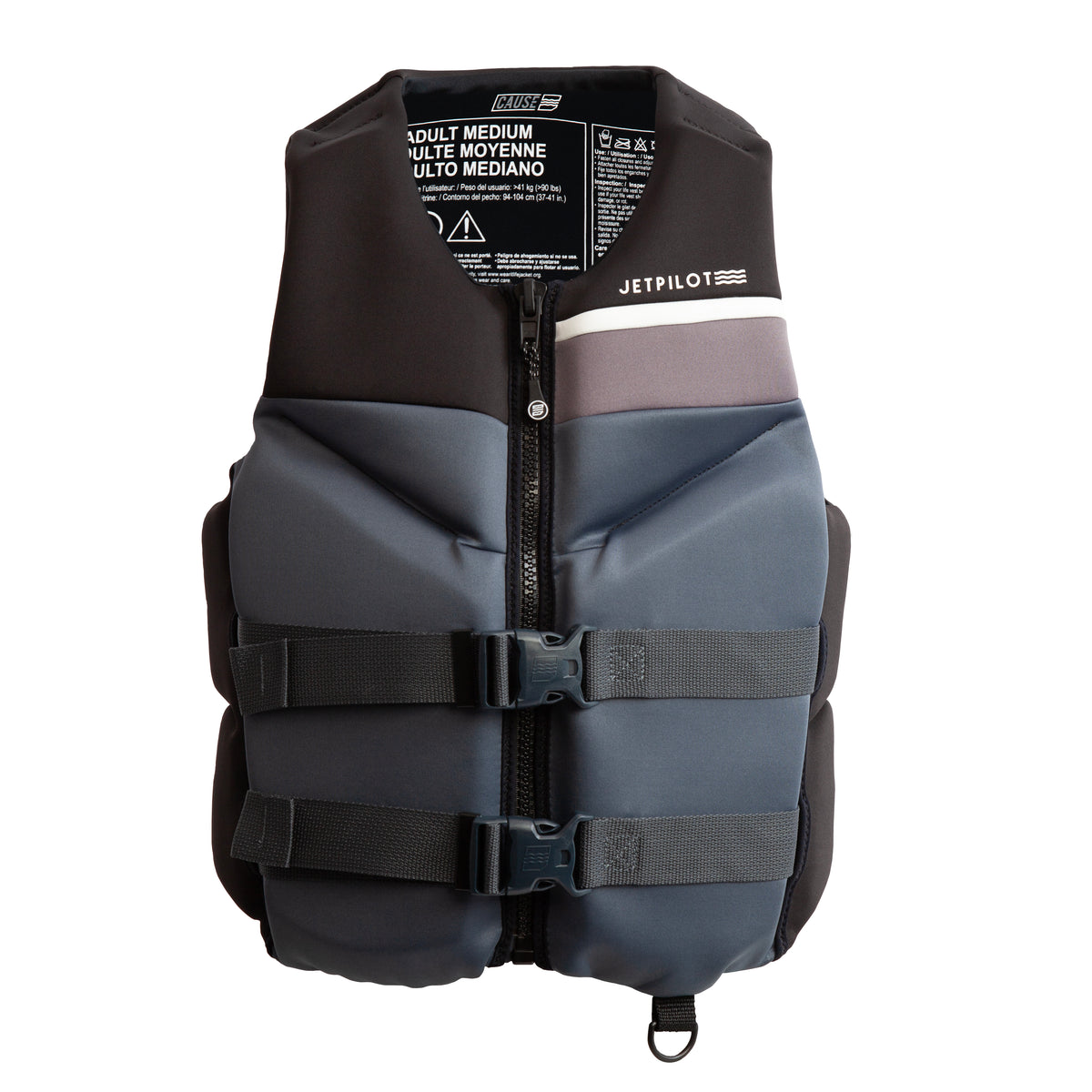 Front view of the Jetpilot Cause CGA Vest. #color_charcoal