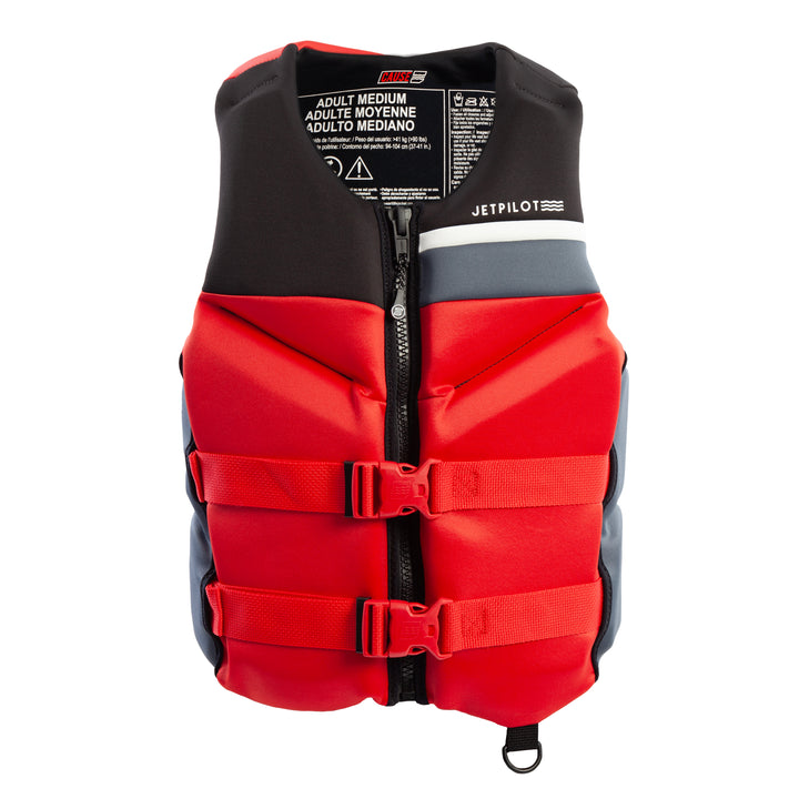 Front view of the Jetpilot Cause CGA Vest. #color_red