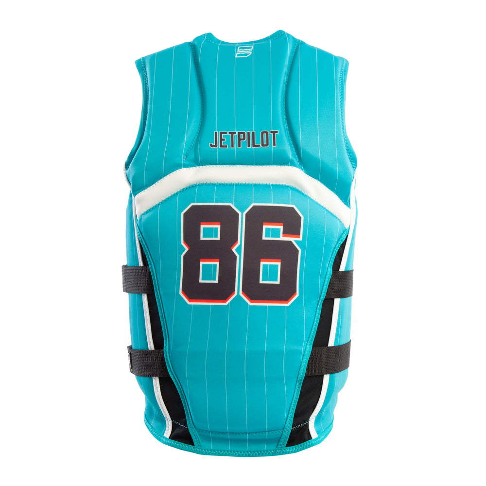 Rear view Jetpilot Baller CGA vest. #color_turquoise