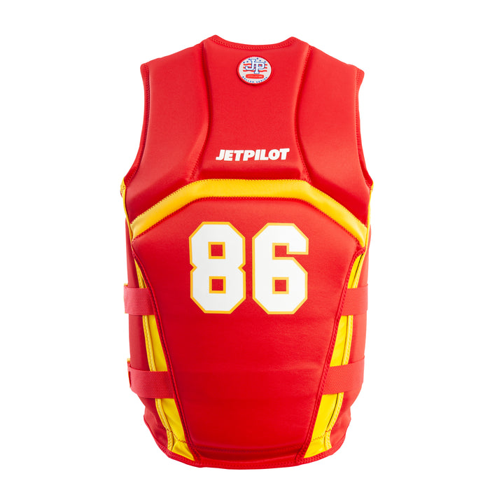 Rear view Jetpilot Baller CGA vest. #color_red