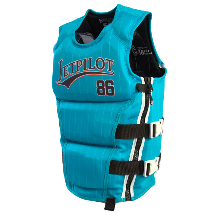 Side view Jetpilot Baller CGA vest. #color_turquoise