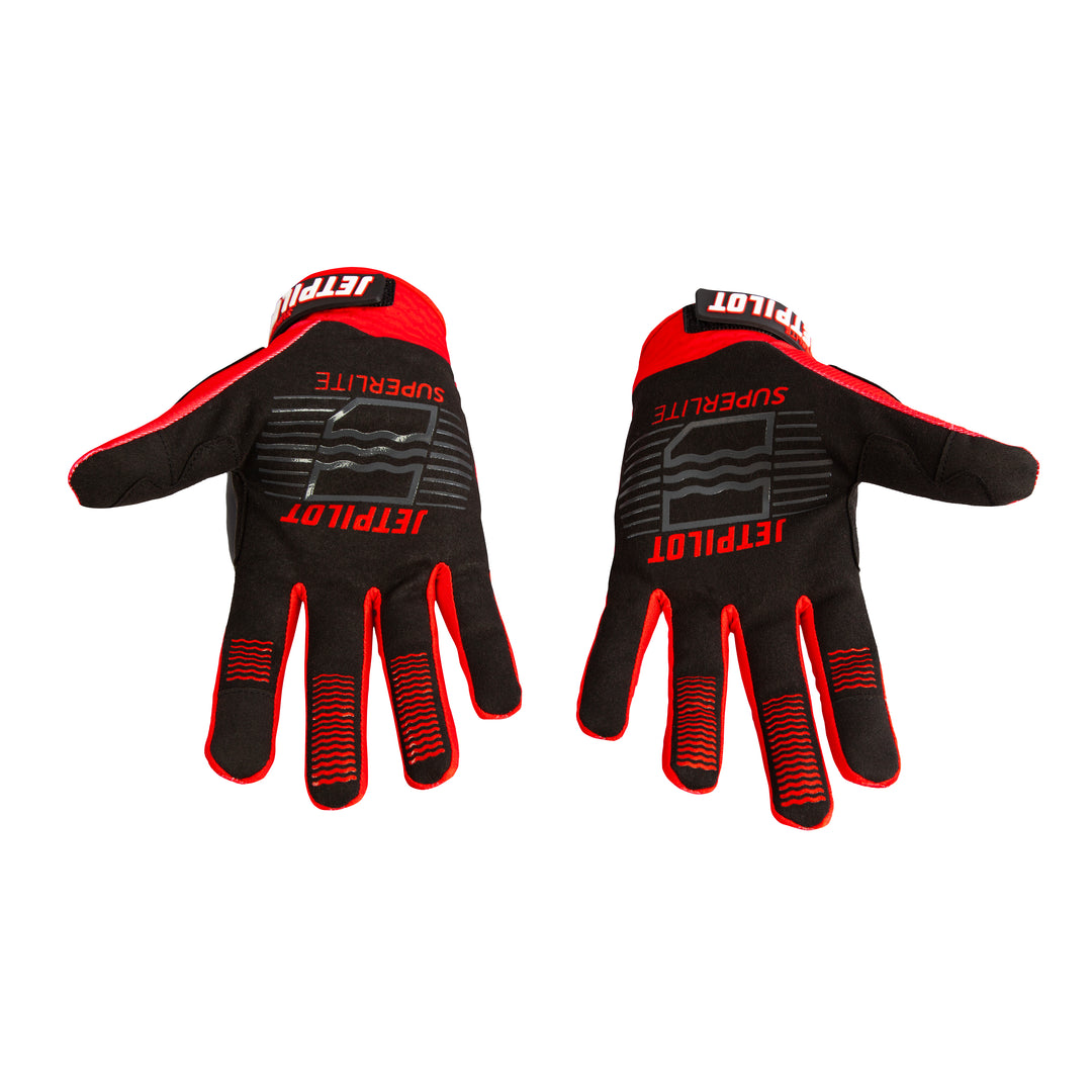 Jetpilot Superlite glove palm view. #color_red
