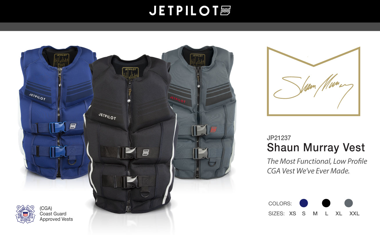 Banner showing all 3 colorways of the Jetpilot Shaun Murray Vest