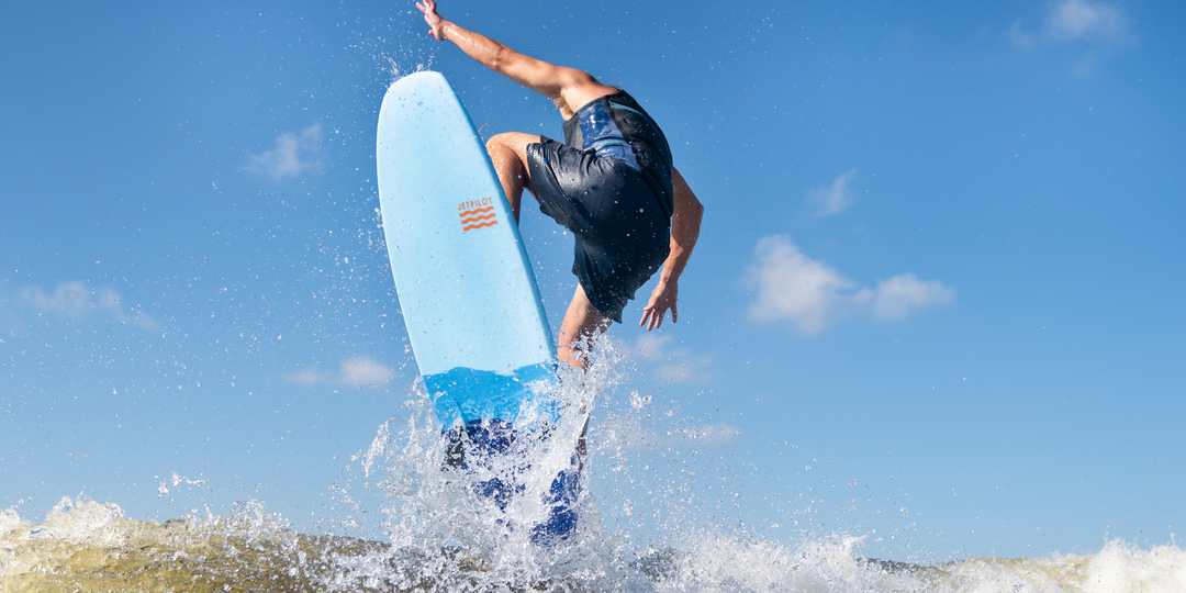 Image of Dylan Ayala airing of a wake with his pro model board.