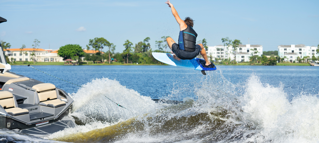 Image of Dylan Ayala airing of a wake with his Jetpilot pro model board.