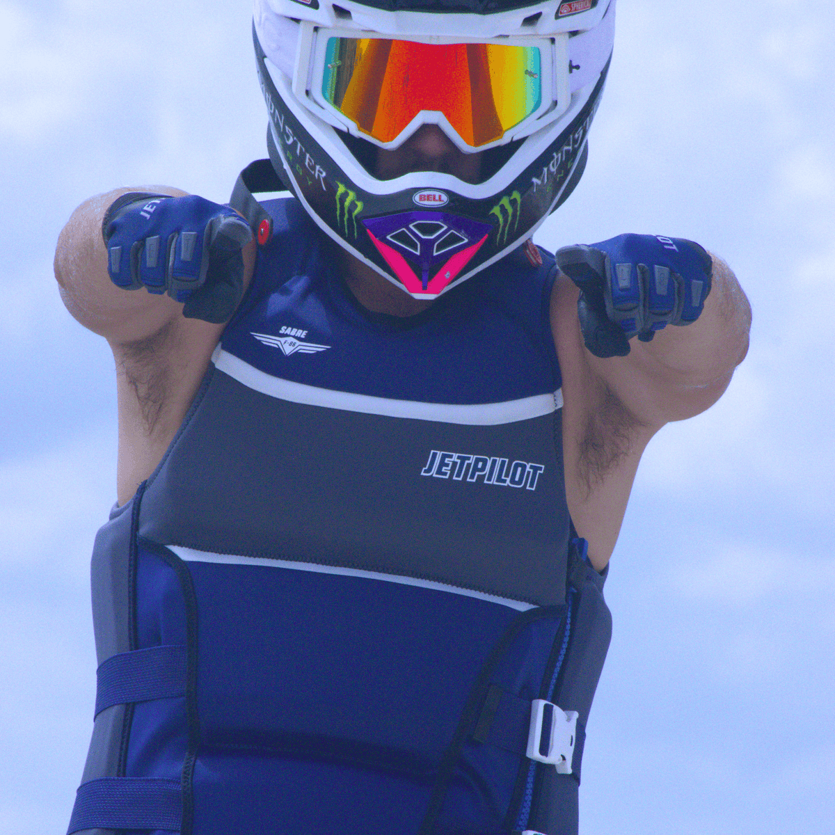 Front view of the Jetpilot F-86 Neoprene CGA vest. #color_navy