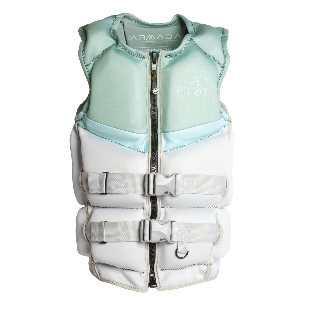 view of the Jetpilot Women's Armada CGA vest. #color_armada-green