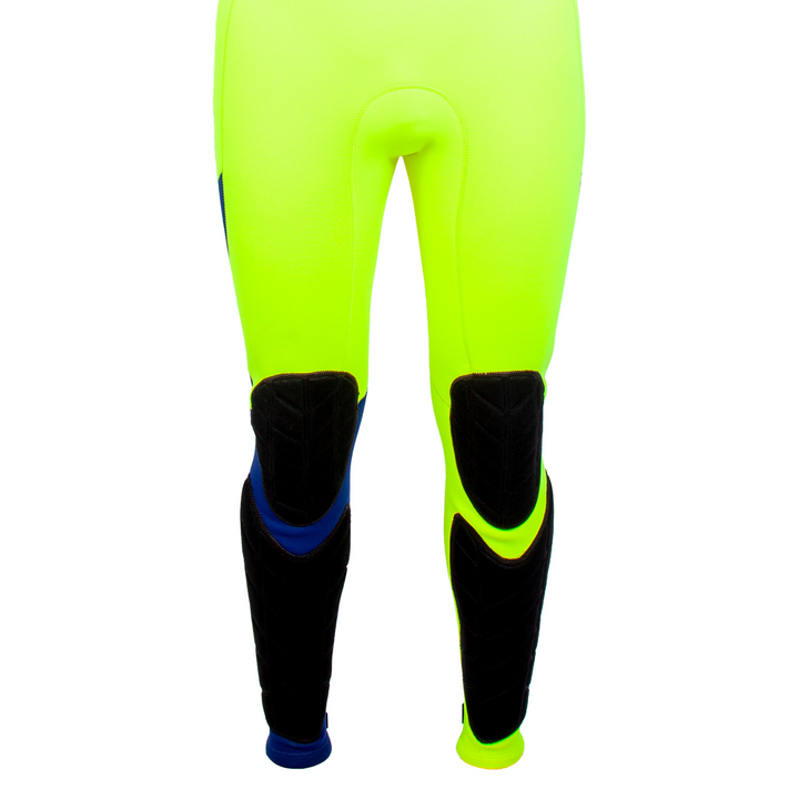 Knee pad view of the Jetpilot F-86 Sabre John wetsuit Neon colorway.