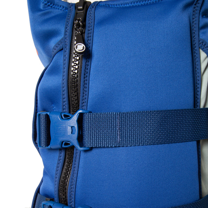 Side view of the Jetpilot Bonifay Baller CGA Vest  showing the YYK Zip side entry