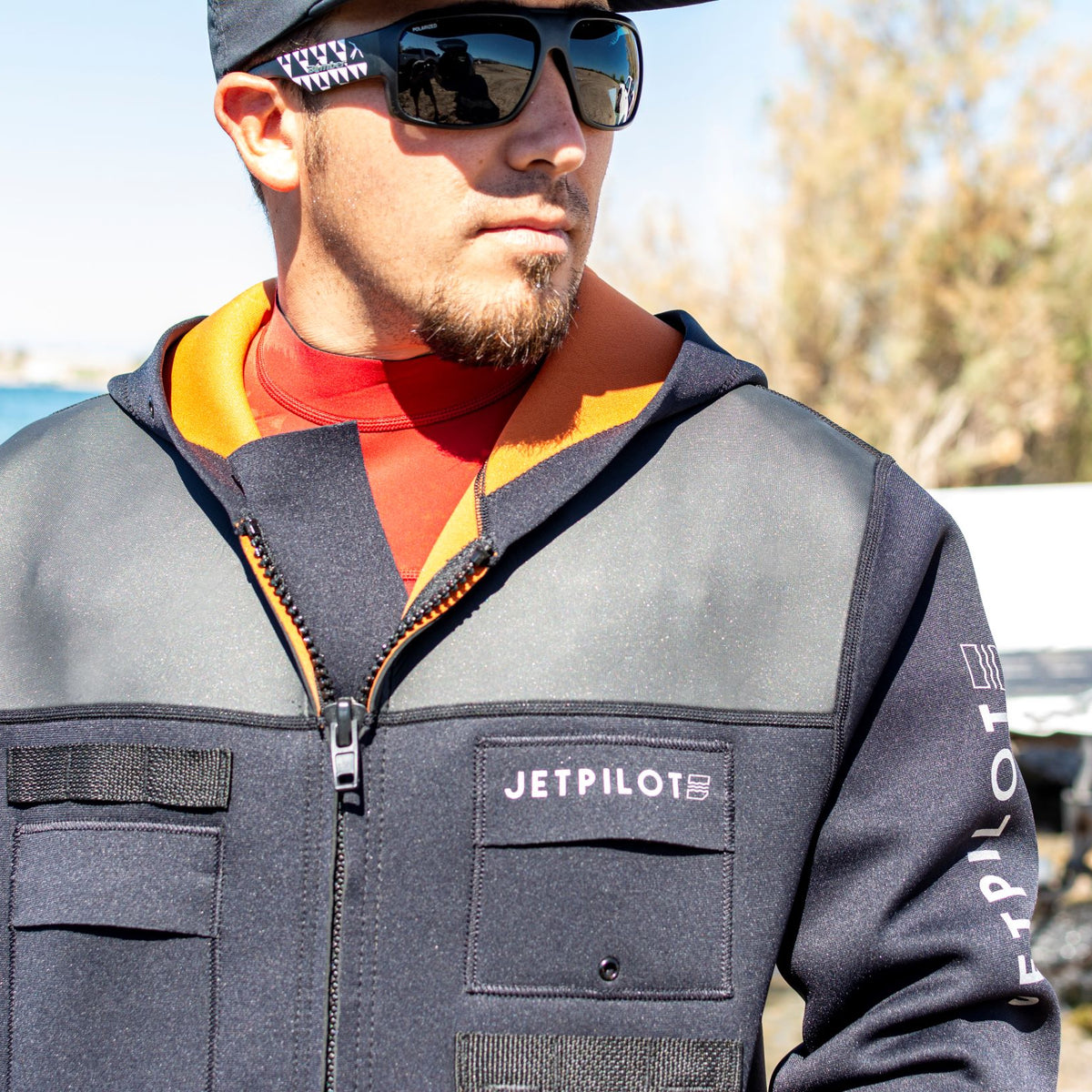 Image of a man wearing the Jetpilot Tour Coat.