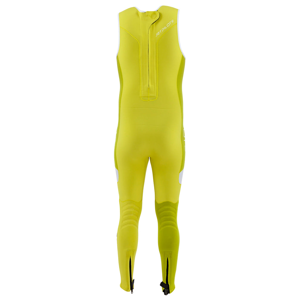 Rear view of the Jetpilot F-86 Sabre John wetsuit Neon Khaki colorway.