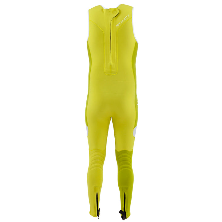 Rear view of the Jetpilot F-86 Sabre John wetsuit Neon Khaki colorway.