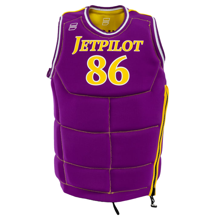 Reverse view of the Jetpilot Bonifay Baller Comp Vest. #color_gold-purple