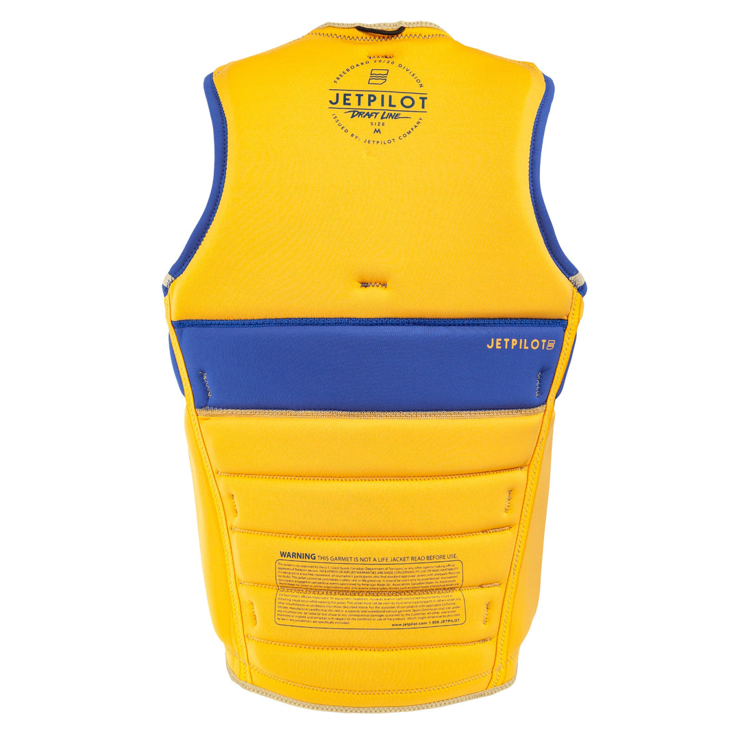 Rear view of the Jetpilot Draftline Comp Vest. #color_navy-gold
