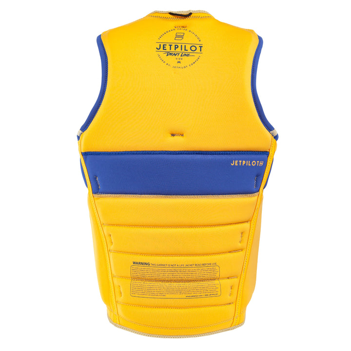 Rear view of the Jetpilot Draftline Comp Vest. #color_navy-gold