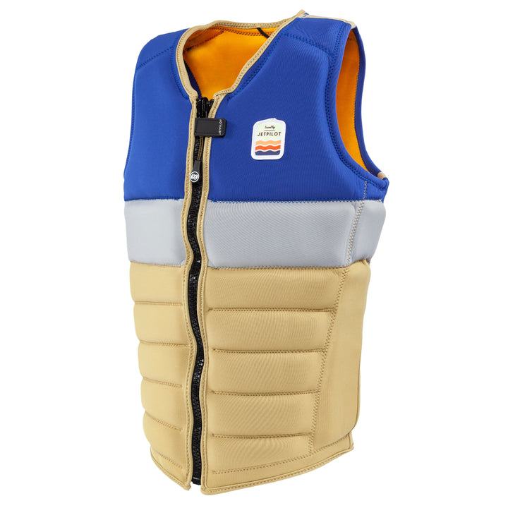 Side view of the Jetpilot Draftline Comp Vest. #color_navy-gold