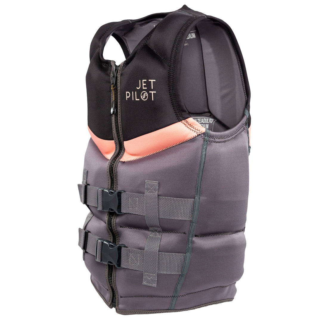 Side view of the Jetpilot Women's Armada CGA vest. #color_armada-black