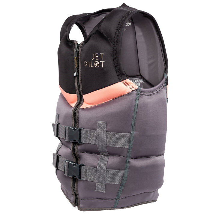 Side view of the Jetpilot Women's Armada CGA vest. #color_armada-black