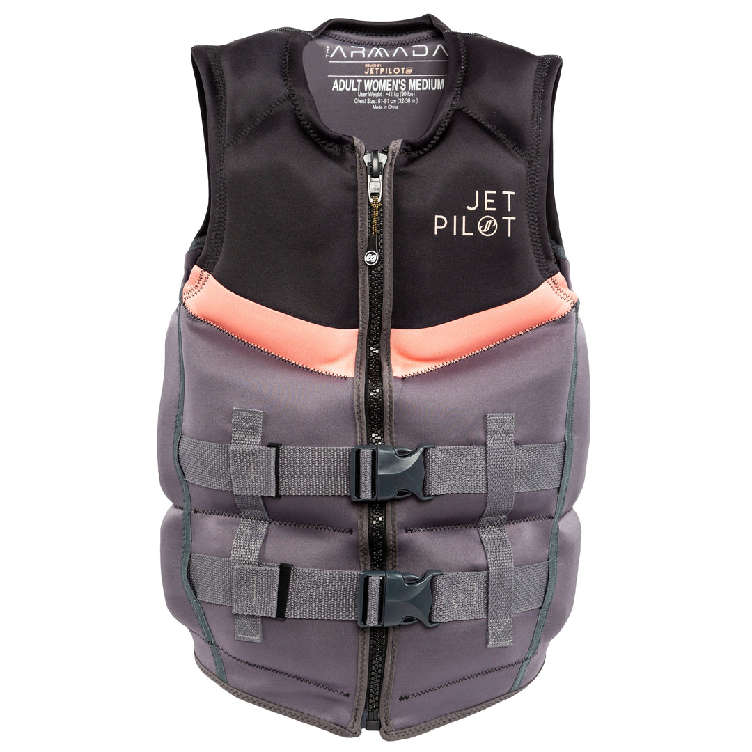 Front view of the Jetpilot Women's Armada CGA vest. #color_armada-black