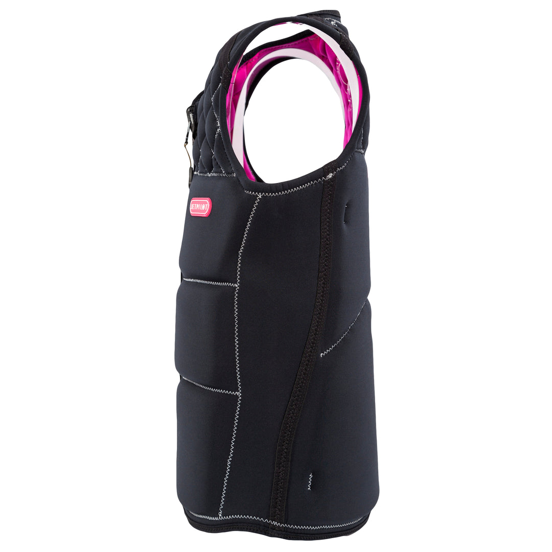 Side view of the Wave Farer comp vest in the black colorway. #color_black