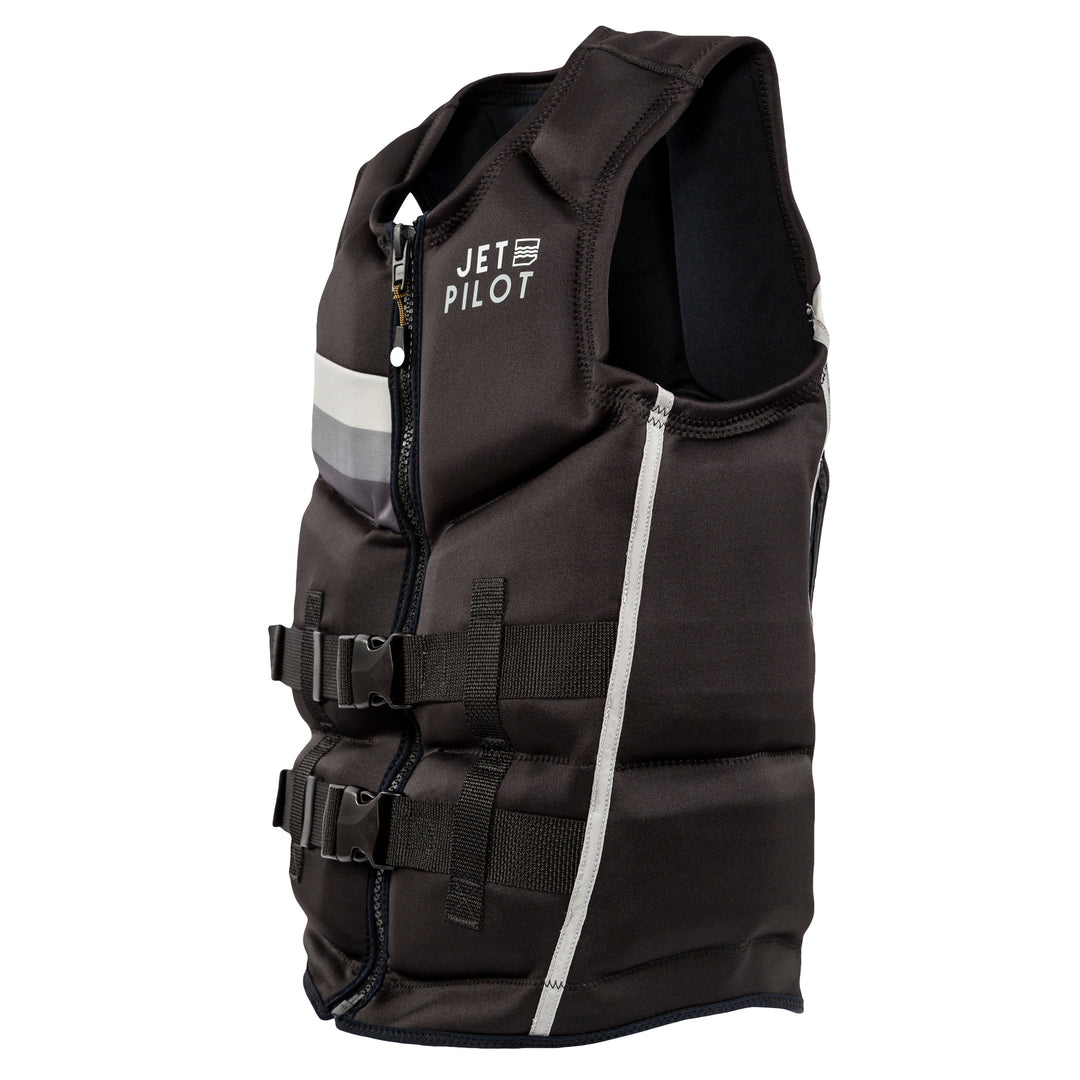 Side view of the Men's Jetpilot Armada CGA Vest. #color_black-silver