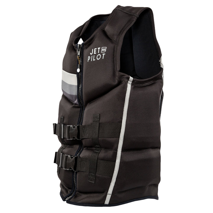 Side view of the Men's Jetpilot Armada CGA Vest. #color_black-silver