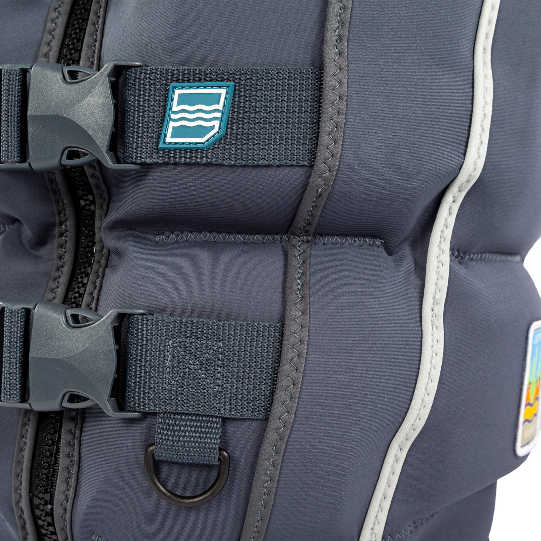 View of the dual buckles. #color_sky-blue