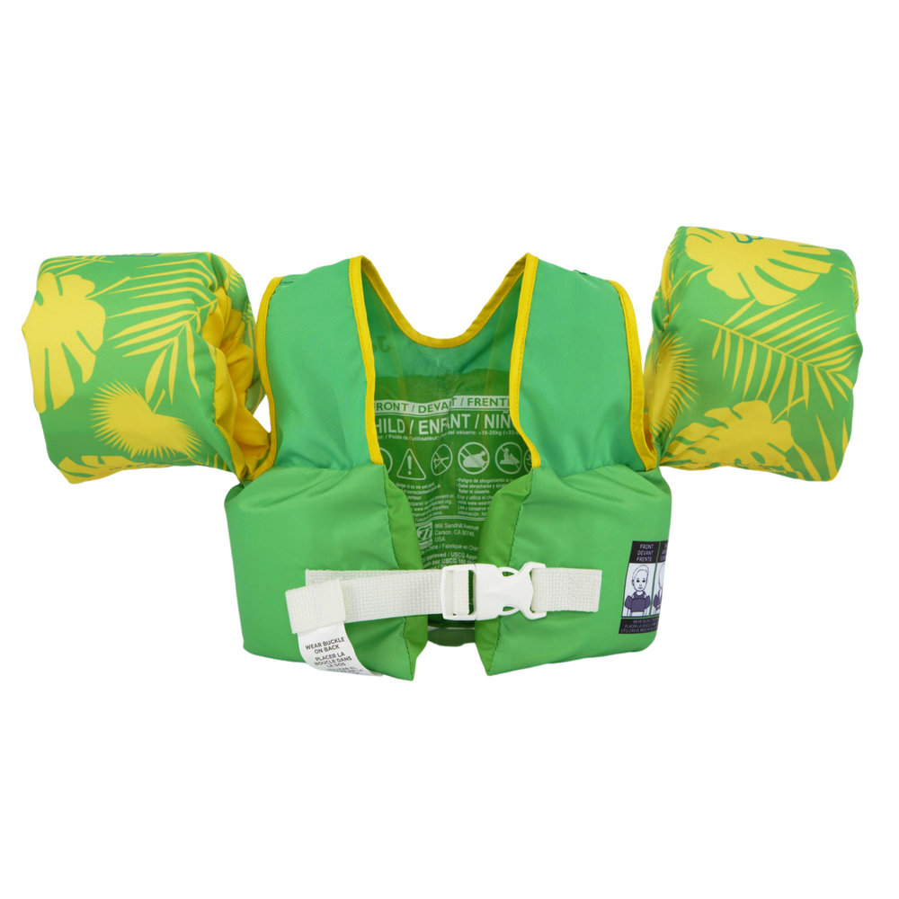 Back view of the Jetpilot Lil Wing Man Infant swim vest Aloha colorway