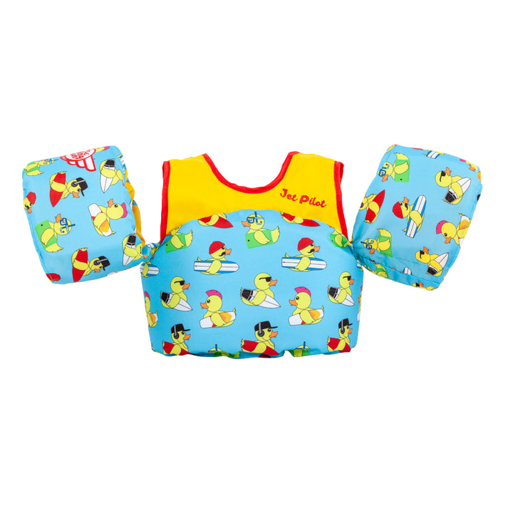 Front view of the Jetpilot Lil Wing Man Infant swim vest Duck colorway