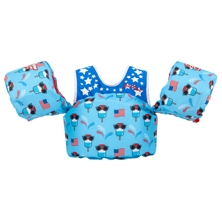 Front view of the Jetpilot Lil Wing Man Infant swim vest Popsicle colorway.