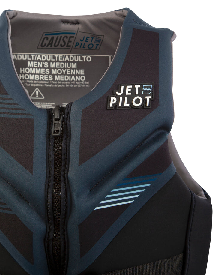 Closeup shot of the Jetpilot Cause CGA Vest logo.