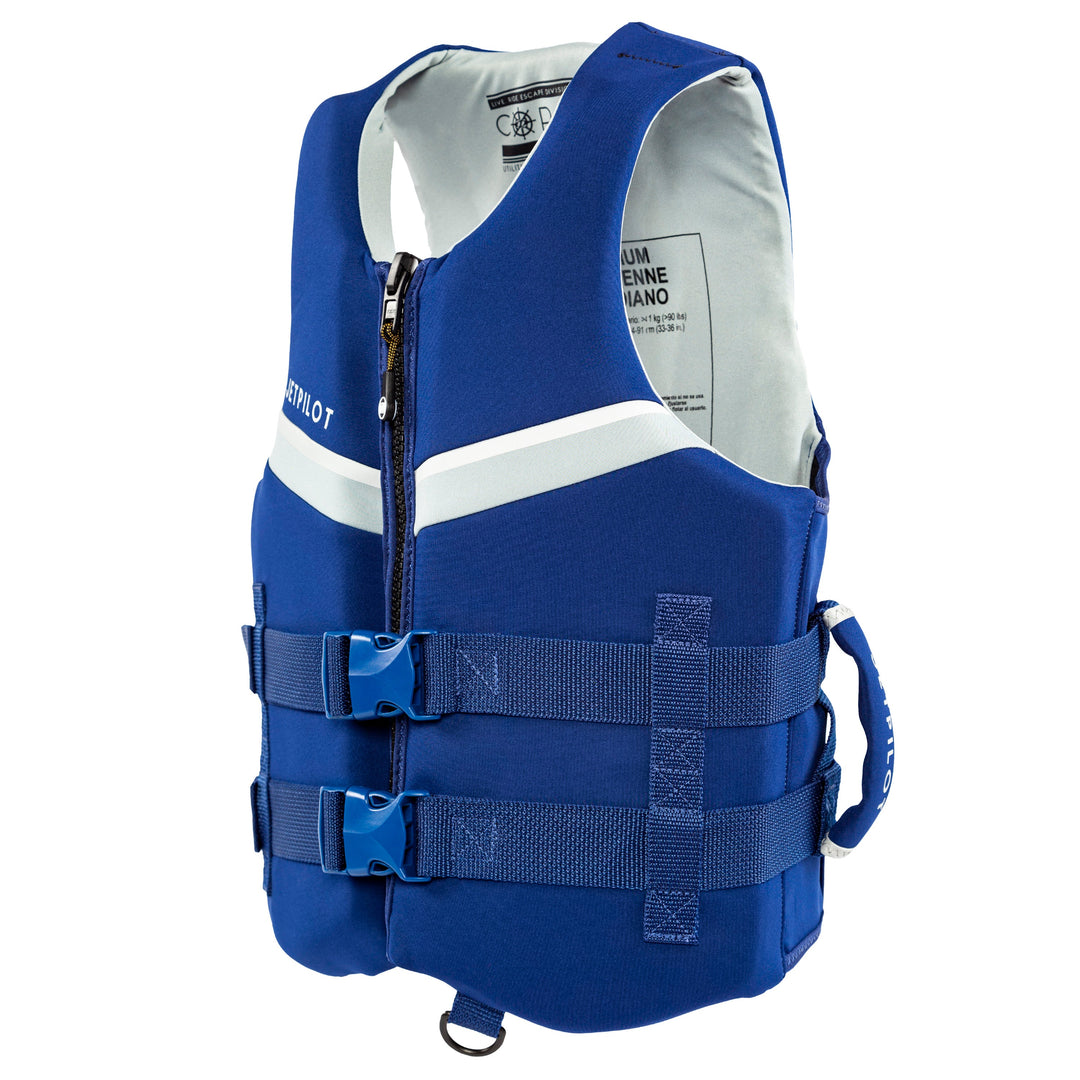 Side view of the Jetpilot LRE Copilot Neoprene CGA Vest.  #color_navy-grey