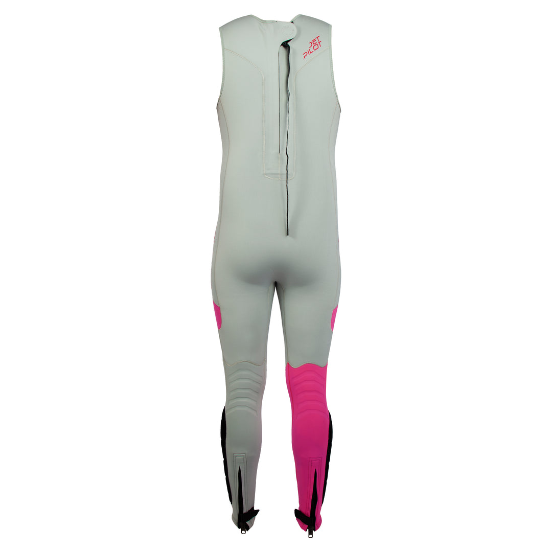Back view of the Jetpilot F-86 Sabre John wetsuit Silver colorway.